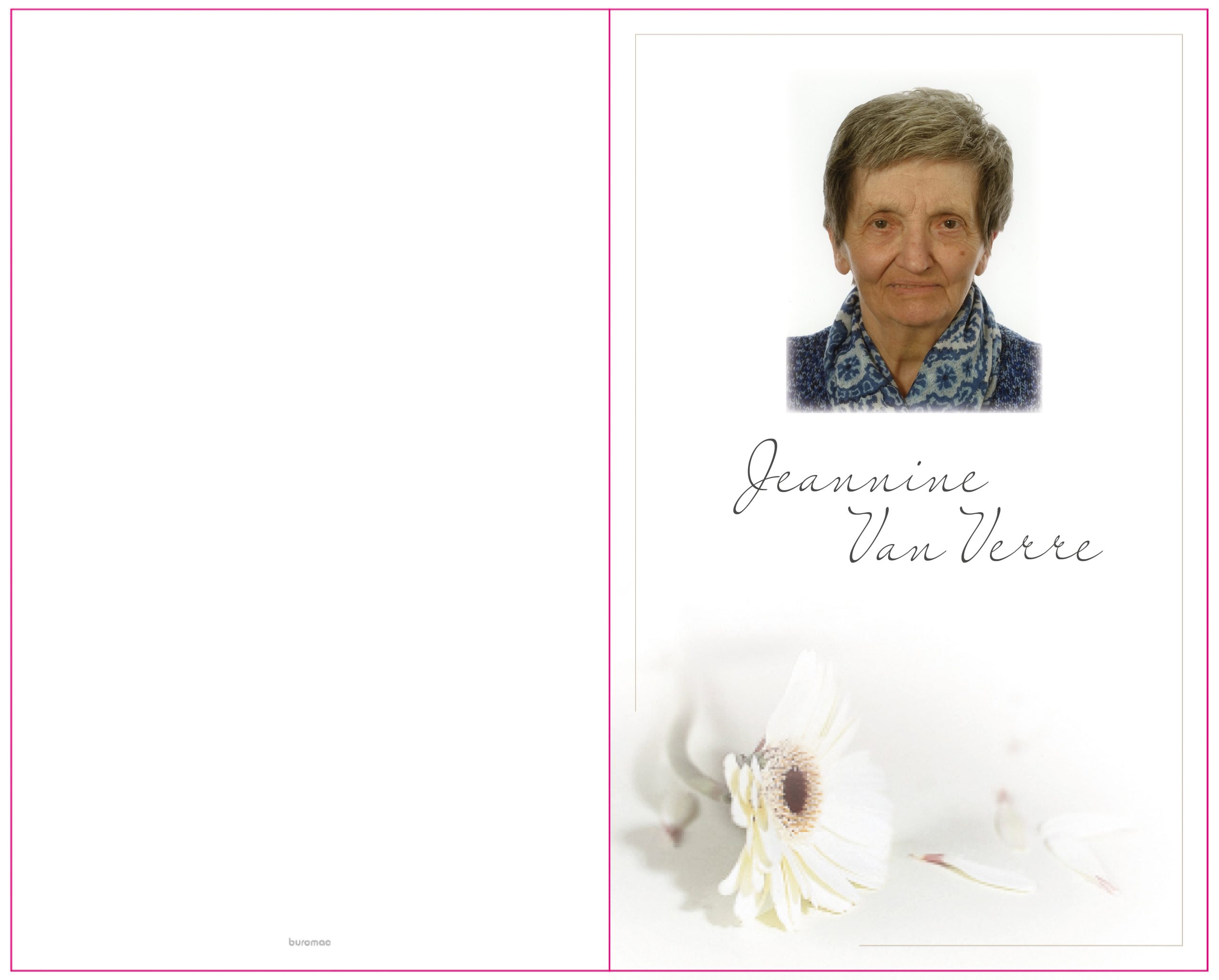 Van Verre Jeannine rouwbrief